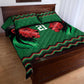 Custom Cricket Africa Kenya Quilt Bed Set Green Lion Head with Kenyan Pattern - African Pride