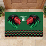 Custom Cricket Africa Kenya Rubber Doormat Green Lion Head with Kenyan Pattern - African Pride