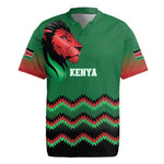 Custom Cricket Africa Kenya Rugby Jersey Green Lion Head with Kenyan Pattern - African Pride