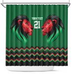 Custom Cricket Africa Kenya Shower Curtain Green Lion Head with Kenyan Pattern - African Pride