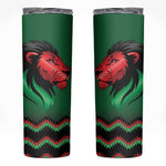 Custom Cricket Africa Kenya Skinny Tumbler Green Lion Head with Kenyan Pattern - African Pride
