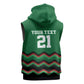 Custom Cricket Africa Kenya Sleeveless Hoodie Green Lion Head with Kenyan Pattern - African Pride