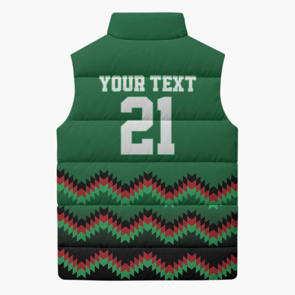 Custom Cricket Africa Kenya Sleeveless Puffer Jacket Green Lion Head Kenyan Pattern