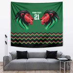 Custom Cricket Africa Kenya Tapestry Green Lion Head with Kenyan Pattern - African Pride