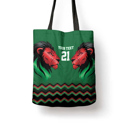 Custom Cricket Africa Kenya Tote Bag Green Lion Head Kenyan Pattern