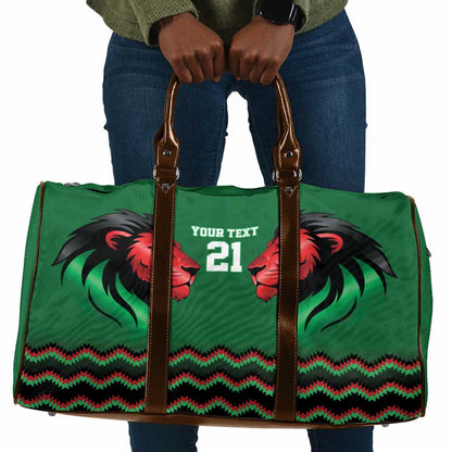 Custom Cricket Africa Kenya Travel Bag Green Lion Head Kenyan Pattern