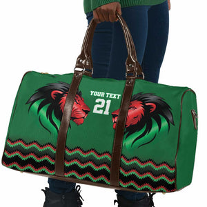 Custom Cricket Africa Kenya Travel Bag Green Lion Head Kenyan Pattern