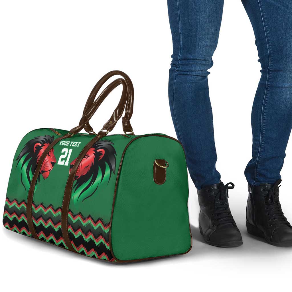 Custom Cricket Africa Kenya Travel Bag Green Lion Head Kenyan Pattern