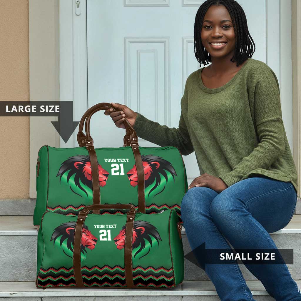 Custom Cricket Africa Kenya Travel Bag Green Lion Head Kenyan Pattern
