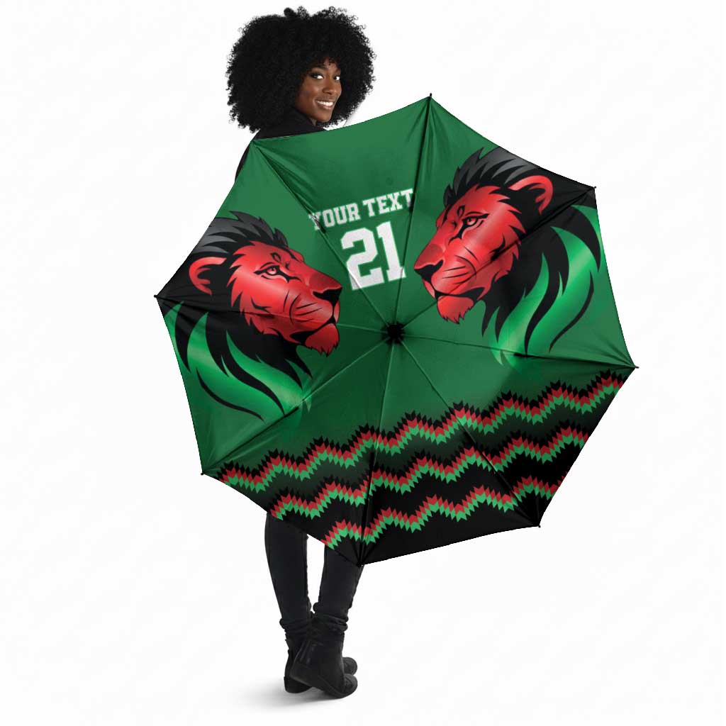 Custom Cricket Africa Kenya Umbrella Green Lion Head Kenyan Pattern