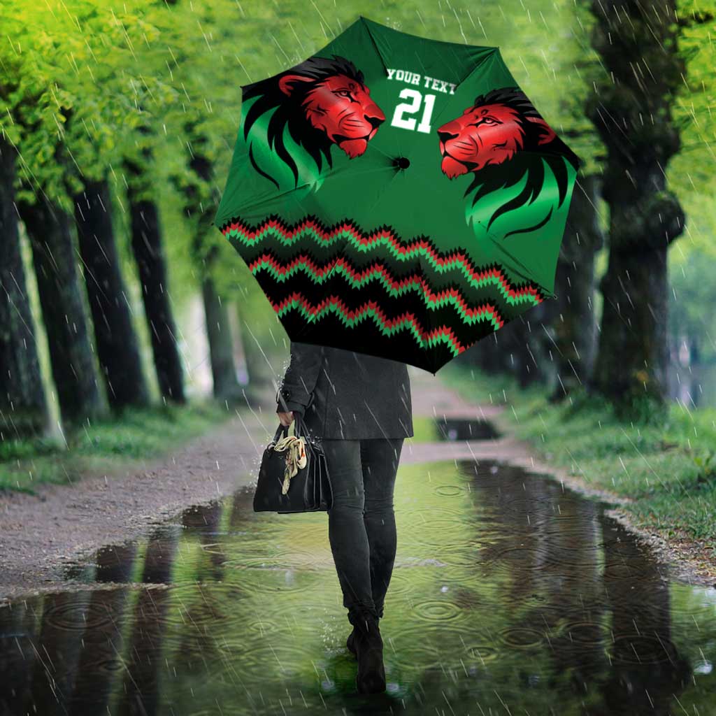 Custom Cricket Africa Kenya Umbrella Green Lion Head Kenyan Pattern