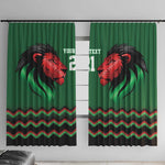 Custom Cricket Africa Kenya Window Curtain Green Lion Head with Kenyan Pattern - African Pride