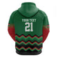 Custom Cricket Africa Kenya Zip Hoodie Green Lion Head with Kenyan Pattern - African Pride
