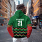 Custom Cricket Africa Kenya Zip Hoodie Green Lion Head with Kenyan Pattern - African Pride