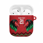 Custom Cricket Africa Kenya AirPods Case Red Lion Head Kenyan Pattern