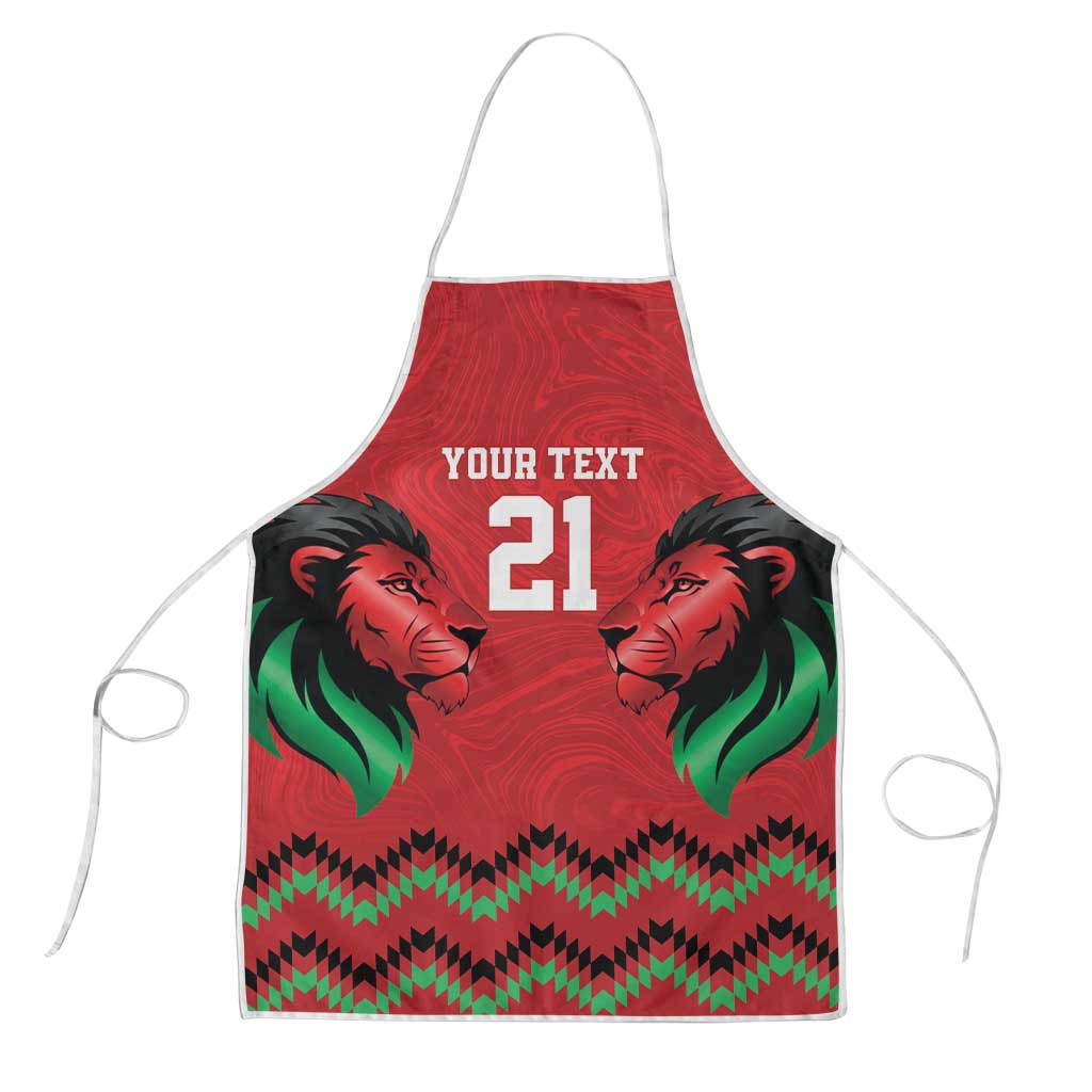 Custom Cricket Africa Kenya Apron Red Lion Head Kenyan Pattern