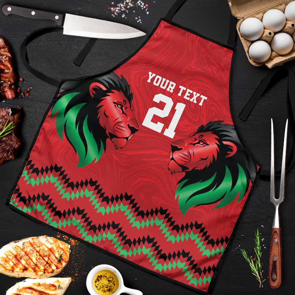 Custom Cricket Africa Kenya Apron Red Lion Head Kenyan Pattern