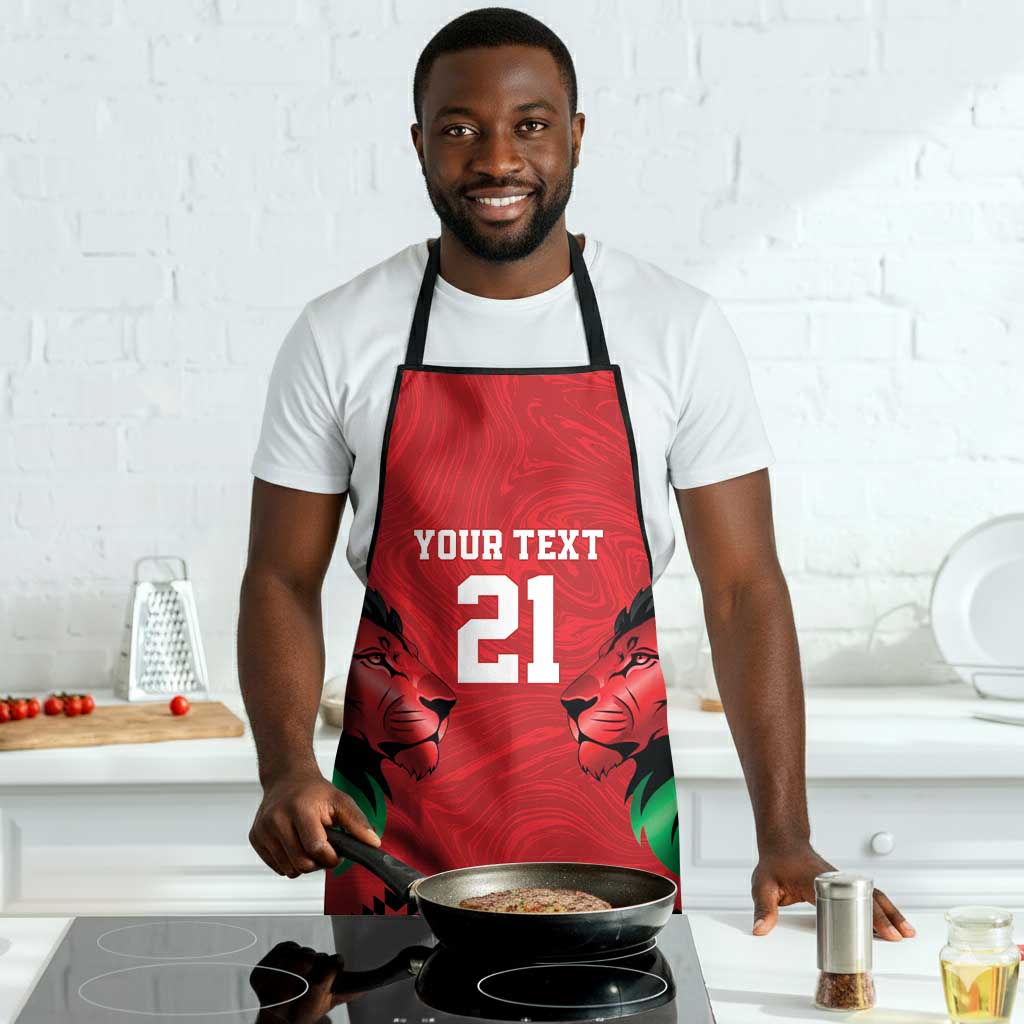 Custom Cricket Africa Kenya Apron Red Lion Head Kenyan Pattern
