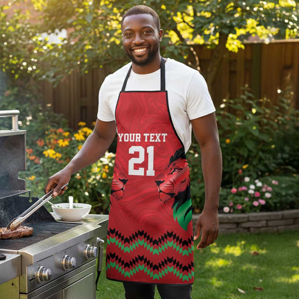 Custom Cricket Africa Kenya Apron Red Lion Head Kenyan Pattern