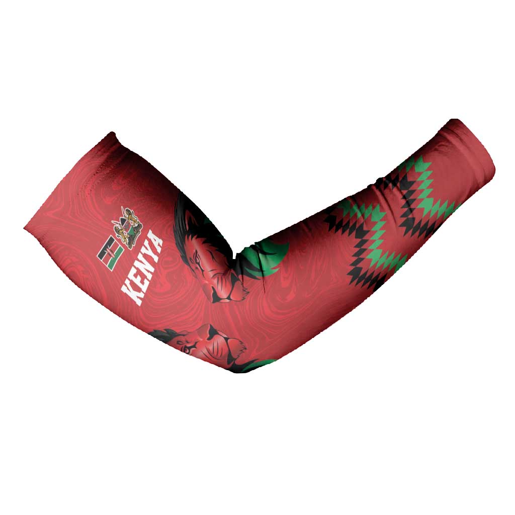 Custom Cricket Africa Kenya Arm Sleeves Red Lion Head Kenyan Pattern
