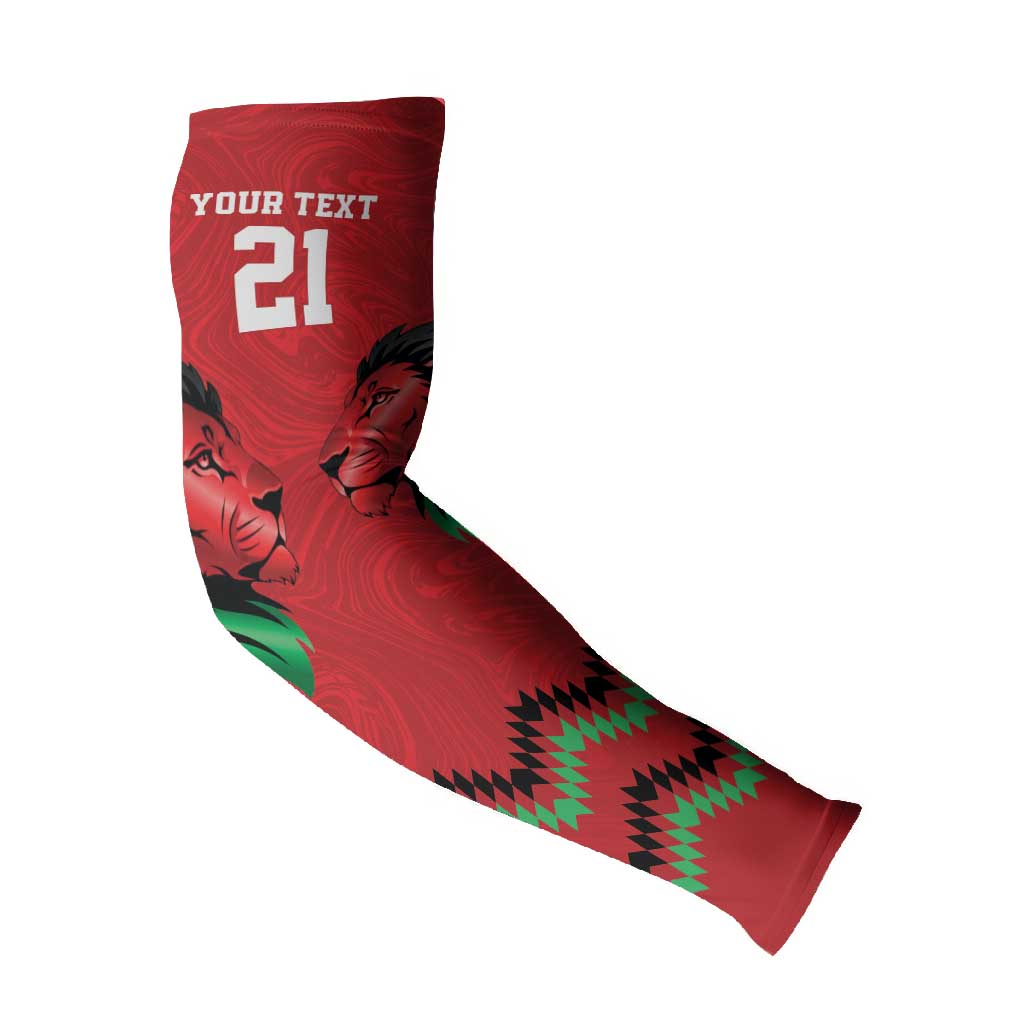 Custom Cricket Africa Kenya Arm Sleeves Red Lion Head Kenyan Pattern
