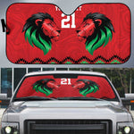 Custom Cricket Africa Kenya Auto Sun Shade Red Lion Head Kenyan Pattern