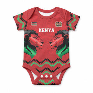 Custom Cricket Africa Kenya Baby Onesie Red Lion Head Kenyan Pattern