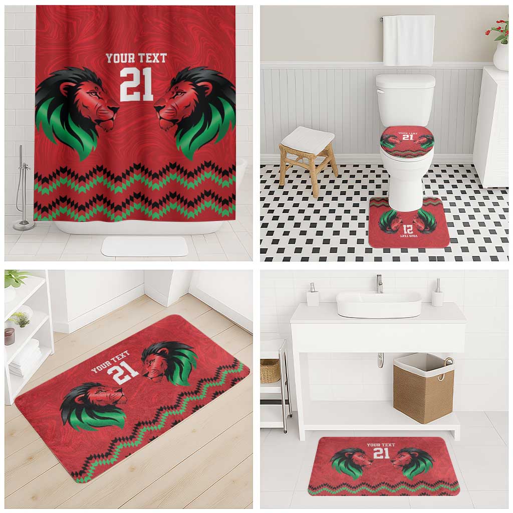 Custom Cricket Africa Kenya Bathroom Set Red Lion Head Kenyan Pattern