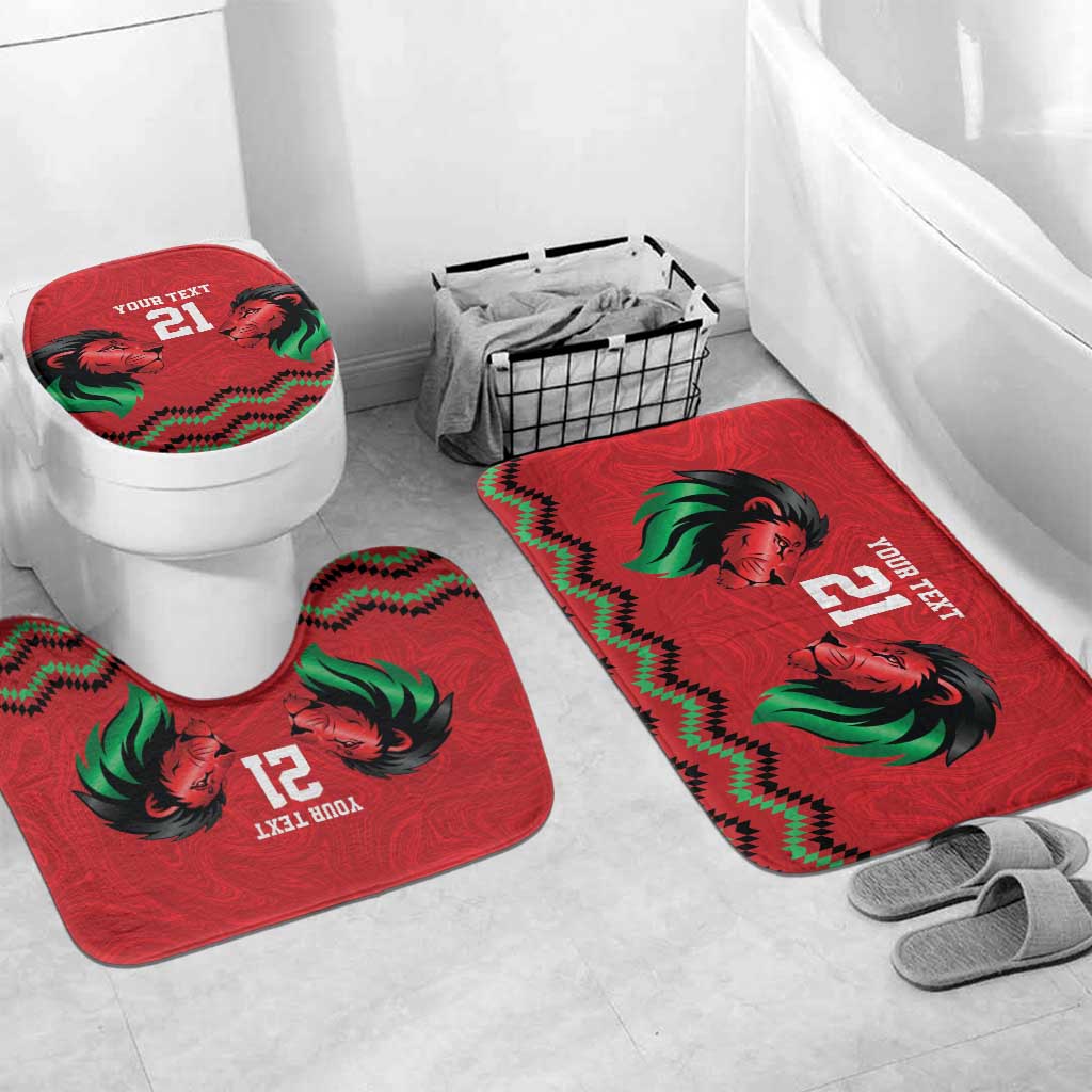 Custom Cricket Africa Kenya Bathroom Set Red Lion Head Kenyan Pattern