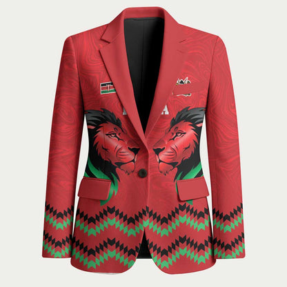 Custom Cricket Africa Kenya Blazer Red Lion Head Kenyan Pattern