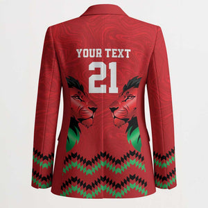 Custom Cricket Africa Kenya Blazer Red Lion Head Kenyan Pattern