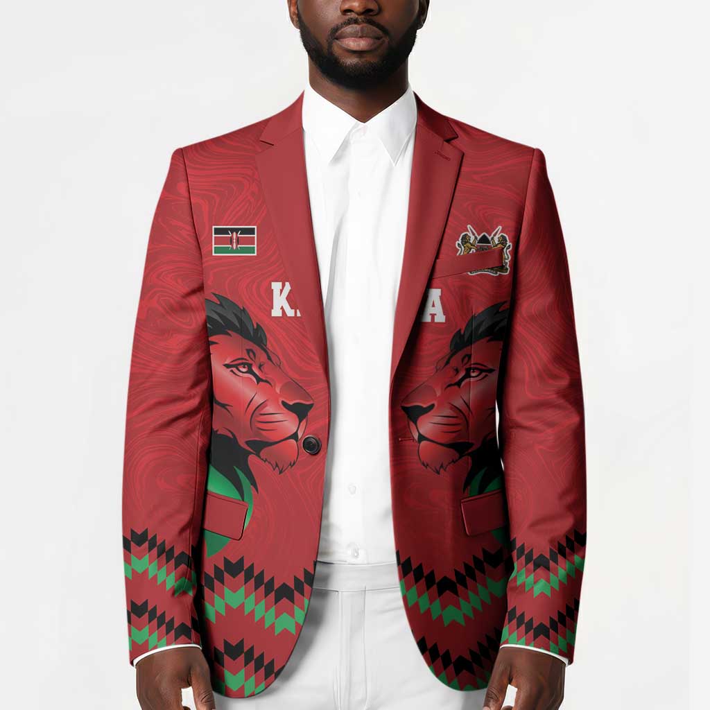 Custom Cricket Africa Kenya Blazer Red Lion Head Kenyan Pattern