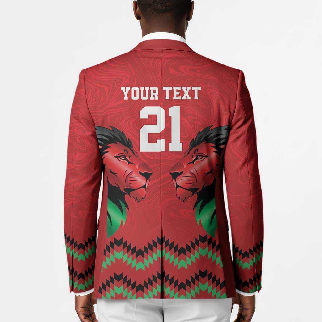 Custom Cricket Africa Kenya Blazer Red Lion Head Kenyan Pattern