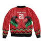 Custom Cricket Africa Kenya Bomber Jacket Red Lion Head with Kenyan Pattern - African Pride