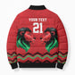 Custom Cricket Africa Kenya Bomber Puffer Jacket Red Lion Head Kenyan Pattern