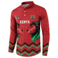 Custom Cricket Africa Kenya Button Sweatshirt Red Lion Head Kenyan Pattern
