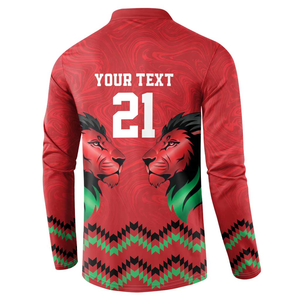 Custom Cricket Africa Kenya Button Sweatshirt Red Lion Head Kenyan Pattern