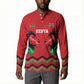 Custom Cricket Africa Kenya Button Sweatshirt Red Lion Head Kenyan Pattern