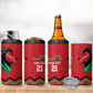 Custom Cricket Africa Kenya 4 in 1 Can Cooler Tumbler Red Lion Head with Kenyan Pattern - African Pride