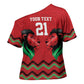 Custom Cricket Africa Kenya Cross Shoulder Shirt Red Lion Head Kenyan Pattern