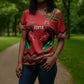 Custom Cricket Africa Kenya Cross Shoulder Shirt Red Lion Head Kenyan Pattern