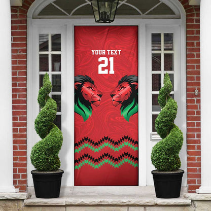 Custom Cricket Africa Kenya Door Cover Red Lion Head Kenyan Pattern