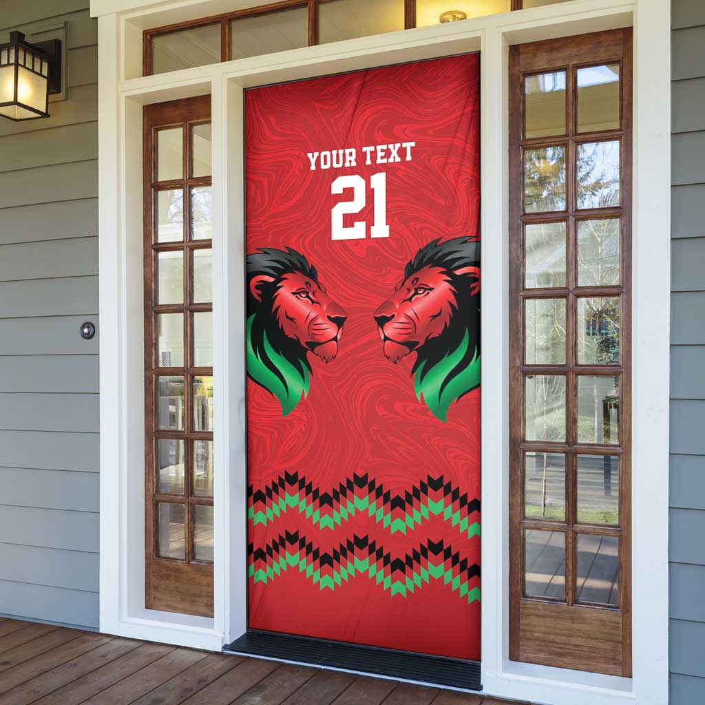Custom Cricket Africa Kenya Door Cover Red Lion Head Kenyan Pattern