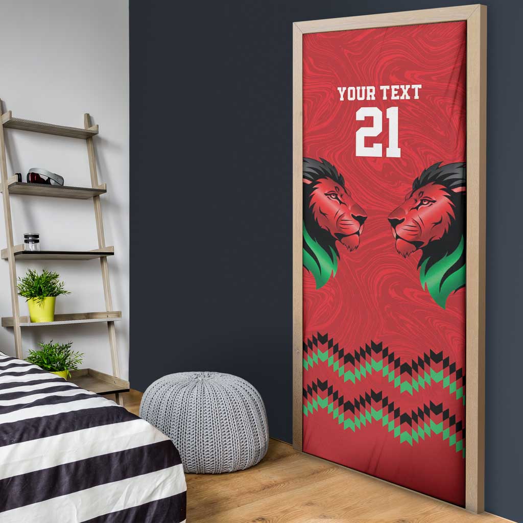 Custom Cricket Africa Kenya Door Cover Red Lion Head Kenyan Pattern