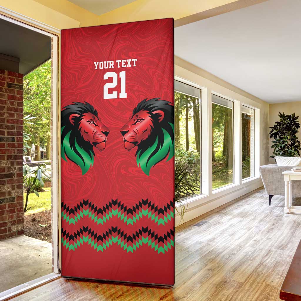 Custom Cricket Africa Kenya Door Cover Red Lion Head Kenyan Pattern