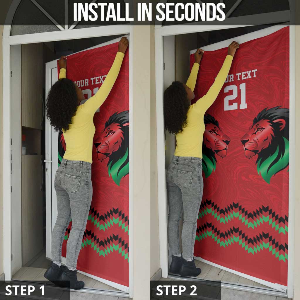 Custom Cricket Africa Kenya Door Cover Red Lion Head Kenyan Pattern