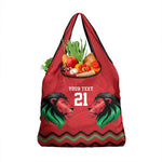 Custom Cricket Africa Kenya Grocery Bag Red Lion Head with Kenyan Pattern - African Pride