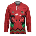 Custom Cricket Africa Kenya Hockey Jersey Red Lion Head Kenyan Pattern