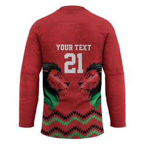 Custom Cricket Africa Kenya Hockey Jersey Red Lion Head Kenyan Pattern
