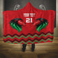 Custom Cricket Africa Kenya Hooded Blanket Red Lion Head with Kenyan Pattern - African Pride